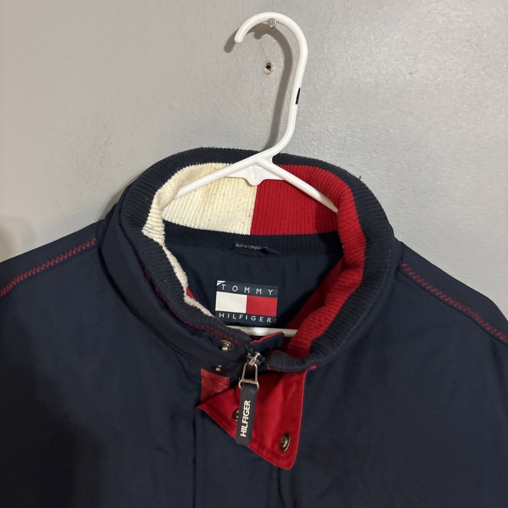 Vintage Tommy Hilfiger Med Hip Hop Puffer Jacket Blue/Red Y2K EUC - Picture 2 of 9